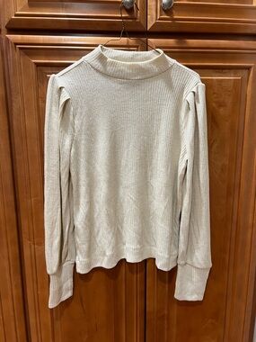 NEW with tags -LOFT Cream Ribbed Cowl/Turtleneck Sweater
